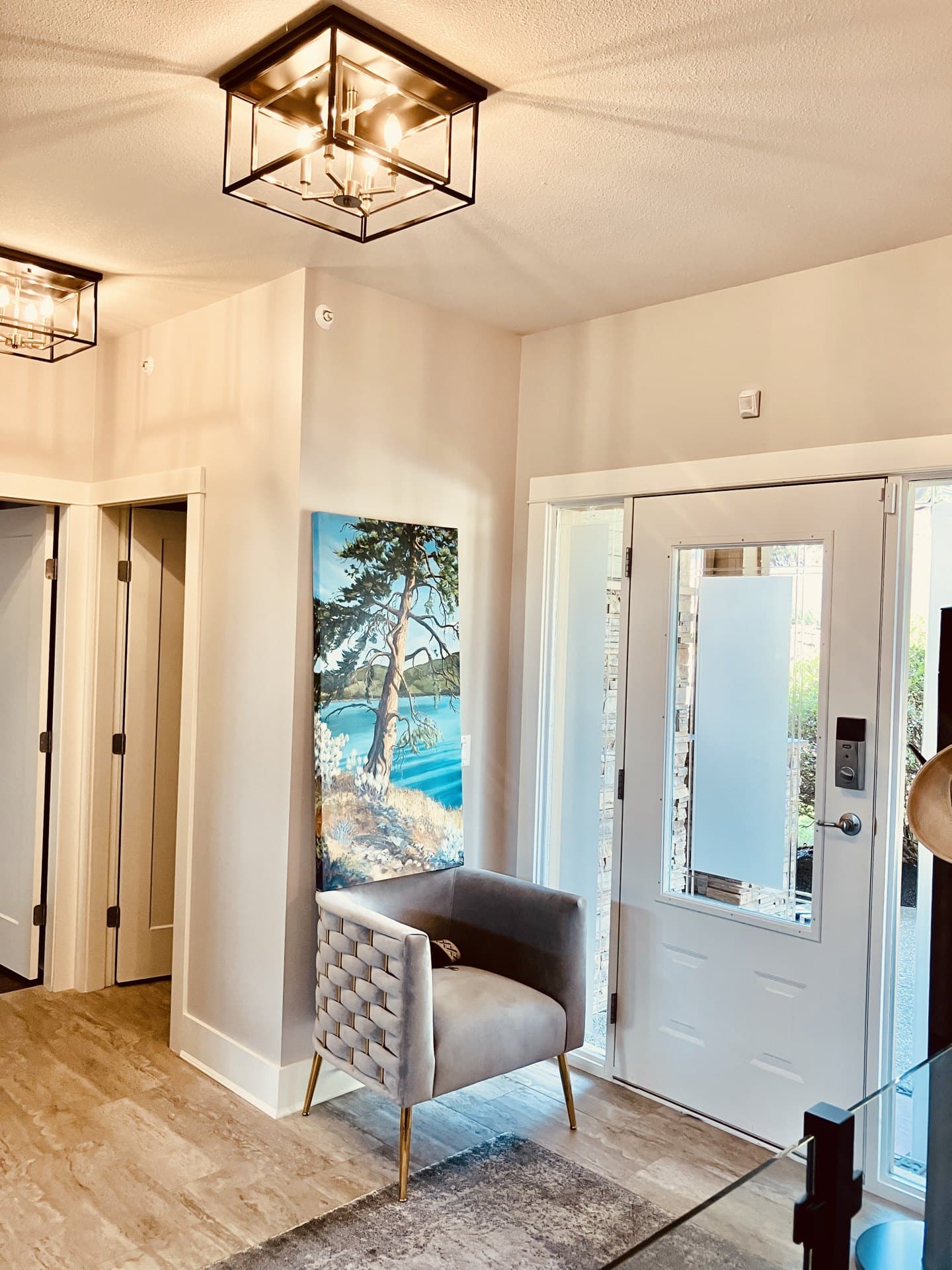 Entryway and glass railing